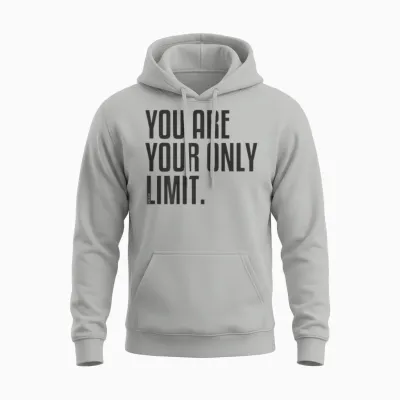 Fitness Backprint Slogan Jogging Training Motivation Sports T-Shirt, Black Unisex Hoodie - Ash