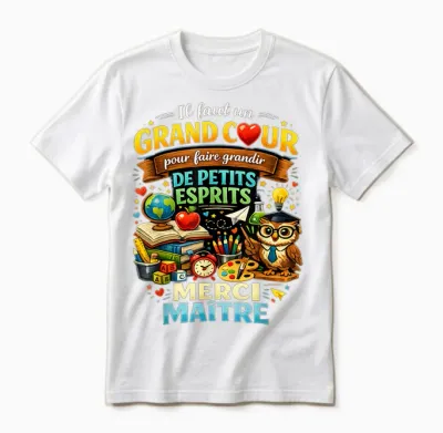 Cadeau Maître école Fin D'année Enseignant Grand Cœur Merci Unisex T-Shirt - White