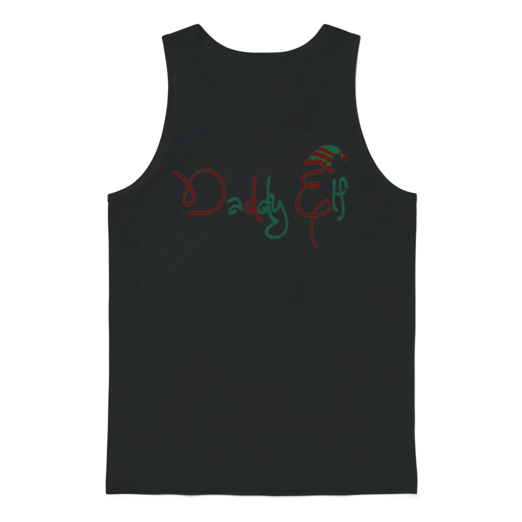 Daddy Elf Christmas Typography Custom Color Unisex Tank Top - Black