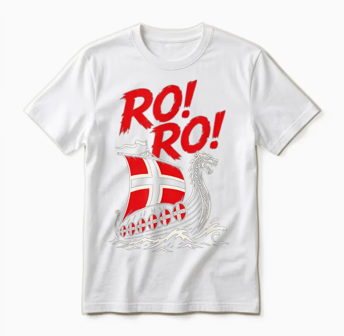 Ro Ro Norwegen Lustiges Wikingerschiff Heia Norge Norwegische Fans Unisex T-Shirt in White