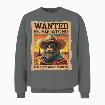 Wanted El Squatcho Hide & Seek Champ Unisex Sweatshirt - Graphite Heather