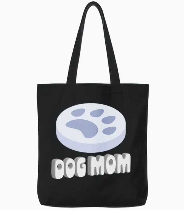 Dog Mom Tote Bags in Black