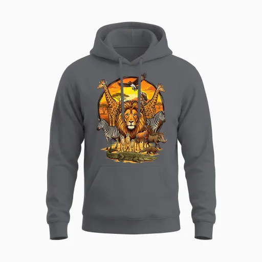Animaux Sauvages Savane Coucher De Soleil Cercle Safari Unisex Hoodie - Charcoal