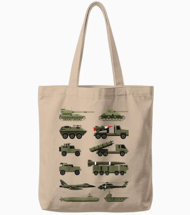 Military Vehicles, Military Boys and Girls Tank Lovers Tote Bags in Natural