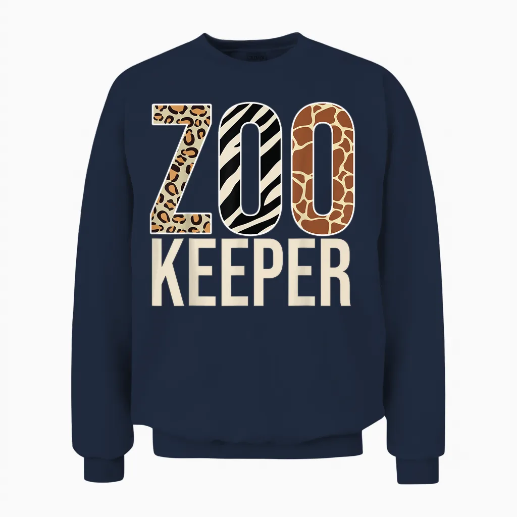 Zookeeper Animals Zoo Wildlife Lover Safari Savanna Costume Unisex Sweatshirt in Navy