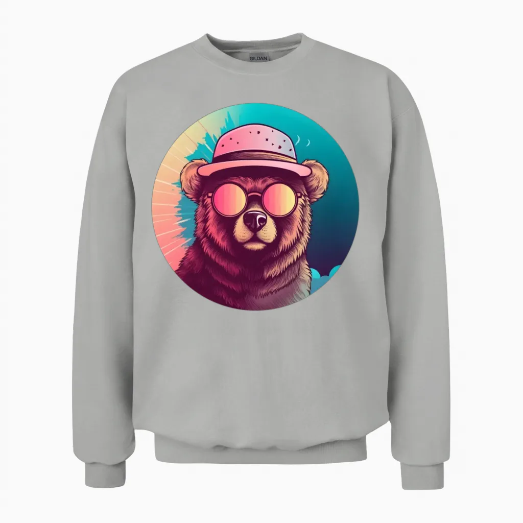 Retro Bear Lovers Design - Wildlife Unisex Sweatshirt - Ash