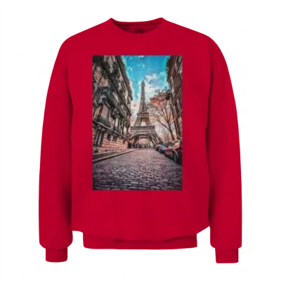 Vintage Eiffel Tower -Paris Painting France Lover Unisex Sweatshirt - Red