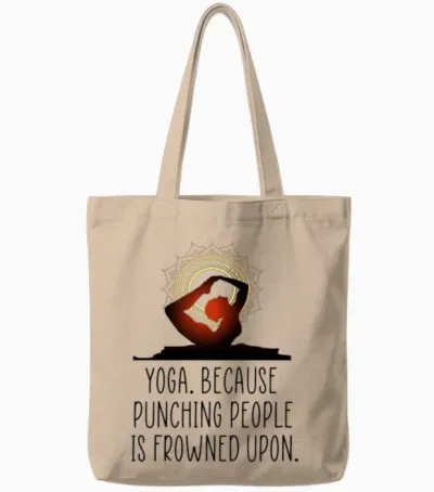 Yoga Funny Quote Tote Bags - Natural