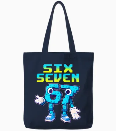 67 Six Seven 6-7 - Funny Italian Brainrot Kids Gaming Meme Tote Bags - Navy