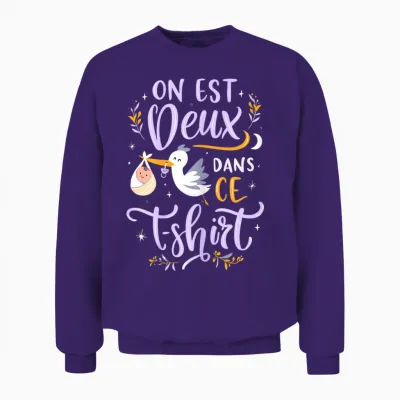 Pregnancy Announcement One Is Two in This Unisex Sweatshirt - Purple