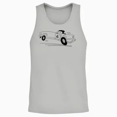 Cartoon Drawing Triumph Tr6 British Car T-Shirt, Blue, S Unisex Tank Top - Ash