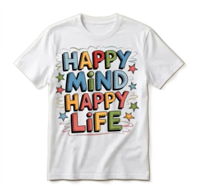 Quotes Happy Mind Happy Life Unisex T-Shirt - White