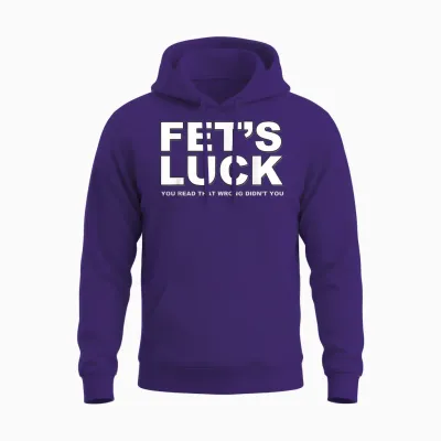 Fet's Luck Funny Slogan T-Shirt, Black Unisex Hoodie - Purple