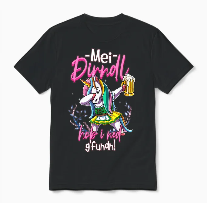 Mei Dirndl Is in Da Wäsch Unisex T-Shirt in Black