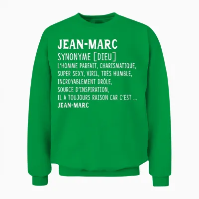 Man Humor Name Custom Jean-Marc Definition T-Shirt, Black, S Unisex Sweatshirt - Irish Green