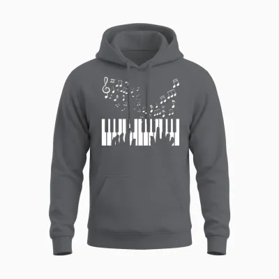 Piano Keyboard Music Notes Unisex Hoodie - Charcoal