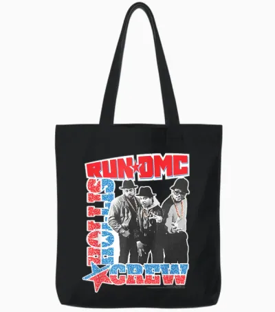 Offizielles Run Dmc Hollis Crew Hip Hop Klassik Retro Band Tote Bags - Black