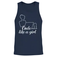 Code Like a Girl for Programmer Woman Girls Unisex Tank Top - Navy – 2
