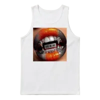 Bold Edgy Lip Art with Ride or Die Drip Unisex Tank Top - White – 1