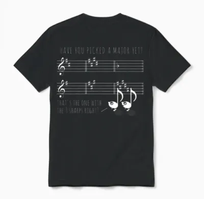 Funny Music School Pick a Major Unisex T-Shirt - Black