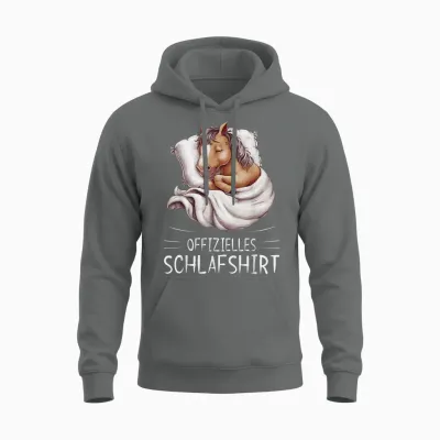 Official Sleep Shirt Horse Pyjamas T-Shirt, Black Unisex Hoodie - Graphite Heather