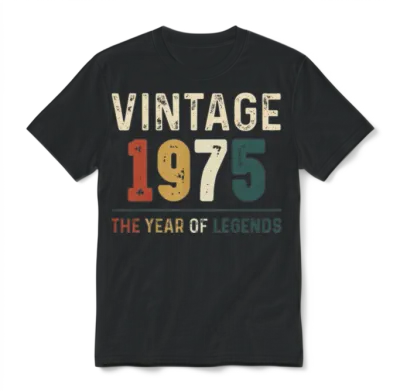 49 Years Old Vintage 1974 49th Birthday Gifts Unisex T-Shirt - Black