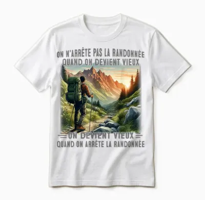 We Don't Stop Hiking When You Get Old T-Shirt, Black, S Unisex T-Shirt - White
