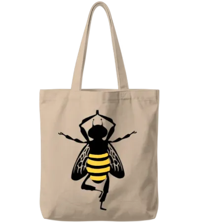 Funny Bee Yoga Tote Bags - Natural