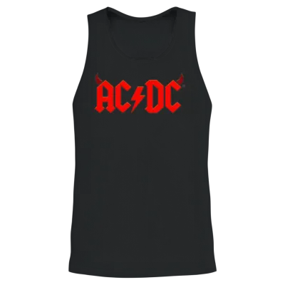 Ac/dc Red Logo with Devil's Horns Unisex Tank Top - Black