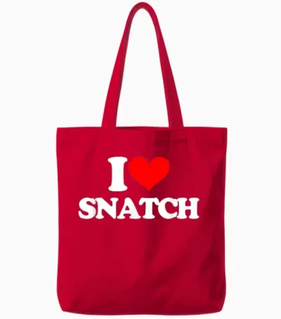 I Love Snatch - Saying Sarcastic Novelty Funny Guys Cool Men T-Shirt, Black, S Tote Bags - Red