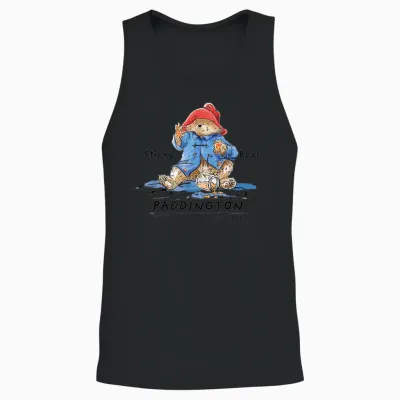 Paddington Sticky Bear Classic Illustration Unisex Tank Top - Black