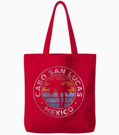 Cabo San Lucas Mexico 70s Tote Bags - Red