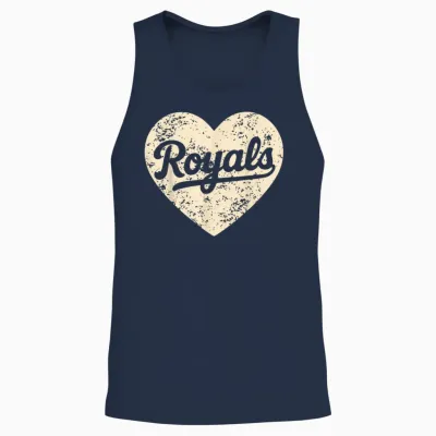 Retro Royals Heart Distressed Style Gift for Men Women Unisex Tank Top - Navy