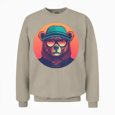 Retro Bear Lovers Design Unisex Sweatshirt - Sand