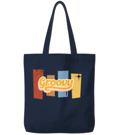 Retro Groovy Tote Bags - Navy