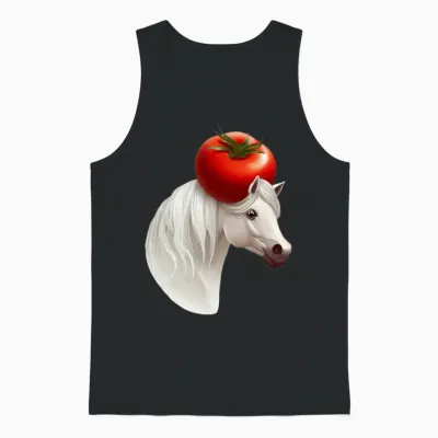 Tomato Head Horse Unisex Tank Top - Black
