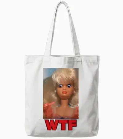 Funny Disgusting Wtf Doll Face Meme Tote Bags - White