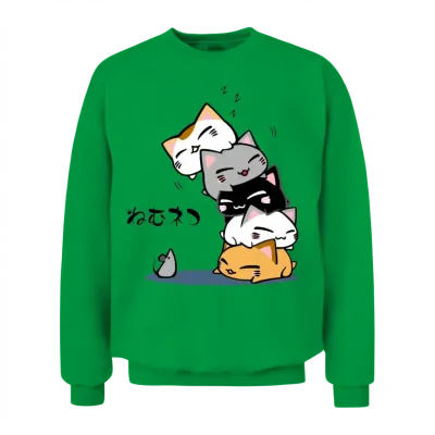 Neko Uh Oh Cute Cat Unisex Sweatshirt - Irish Green