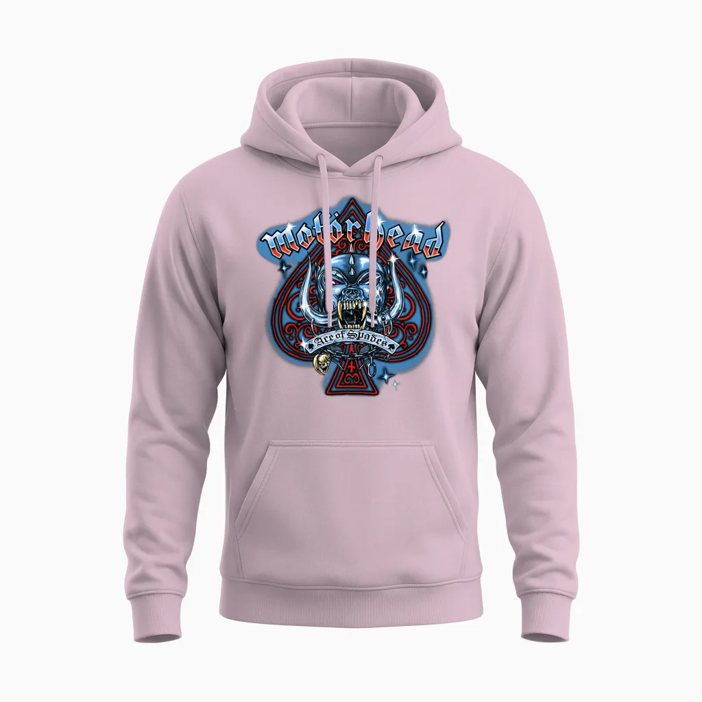 Motörhead Ace of Spades Airbrush Long Handle, Blue, S Unisex Hoodie in Light Pink