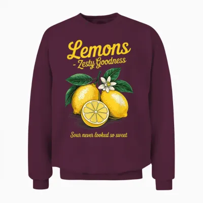 Zitronen Zesty Goodness Retro Citrus Bright Look Unisex Sweatshirt - Maroon