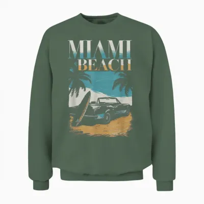 Miami Women's Retro Florida Miami Beach Usa Unisex Sweatshirt - Military Green