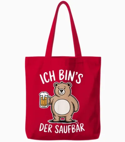 Ich Bins Der Saufbär Saufen Bier Alkohol Party Tote Bags - Red