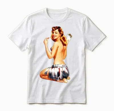 Vintage Retro Sexy Girl Pin Up Unisex T-Shirt - White