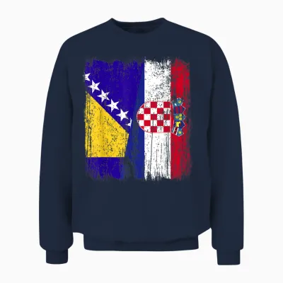 Bosnien Und Herzegowina Kroatien Halbflagge Unisex Sweatshirt - Navy