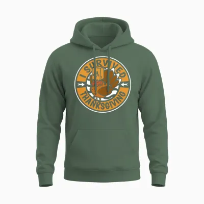 Thanksgiving Funny Unisex Hoodie - Military Green