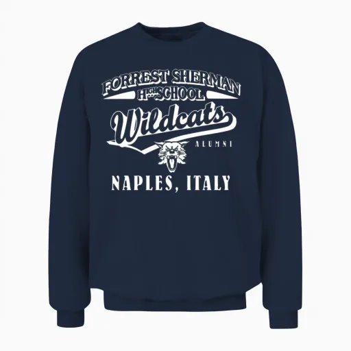 Forrest Sherman High School Naples Italy Wildcats Unisex Sweatshirt in Navy