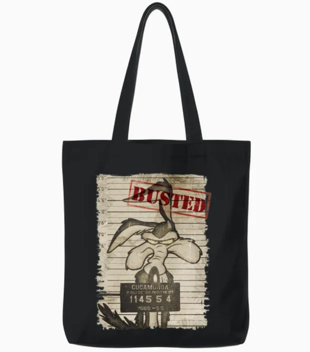 Looney Tunes Wile E. Coyote Busted Tote Bags in Black
