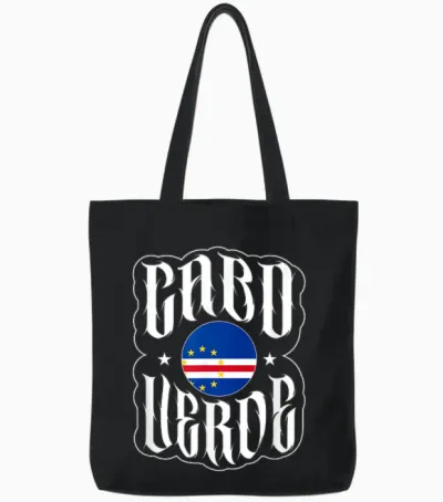 Love Cabo Cape Verde with Cape Verdean Flag in a Circle T-Shirt, Black, S Tote Bags - Black