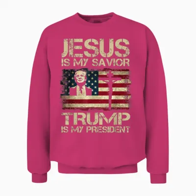 Jesus Is My Savior Trump Is My President Trump 2024 Usa Unisex Sweatshirt - Heliconia