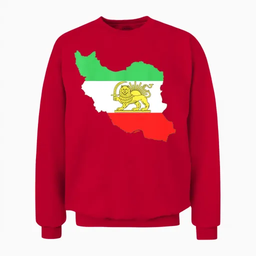 Persian Lion & Iran Map Wildlife Unisex Sweatshirt in Red